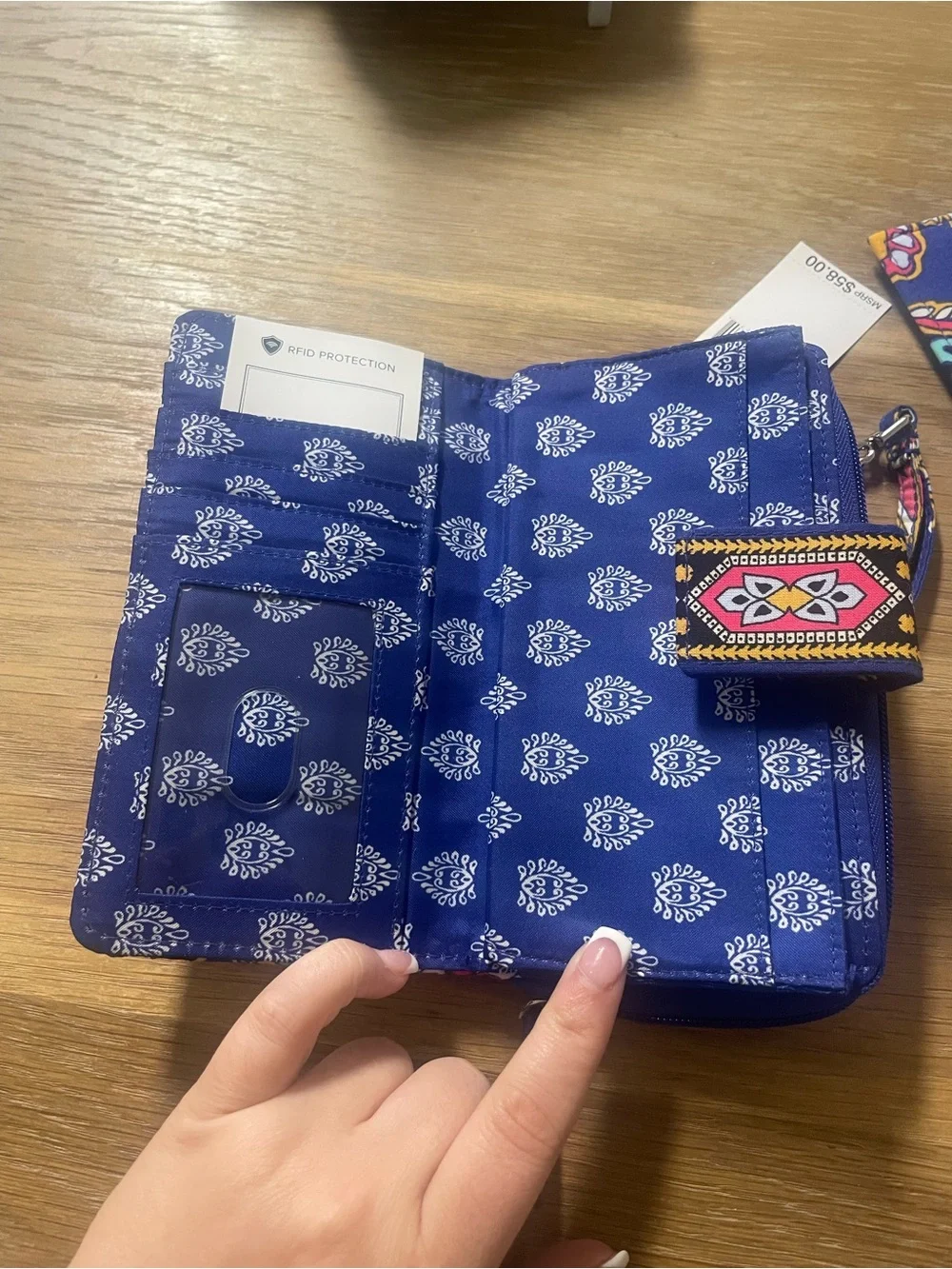 Vera Bradley Navy Floral Quilted Wristlet and Matching Wallet